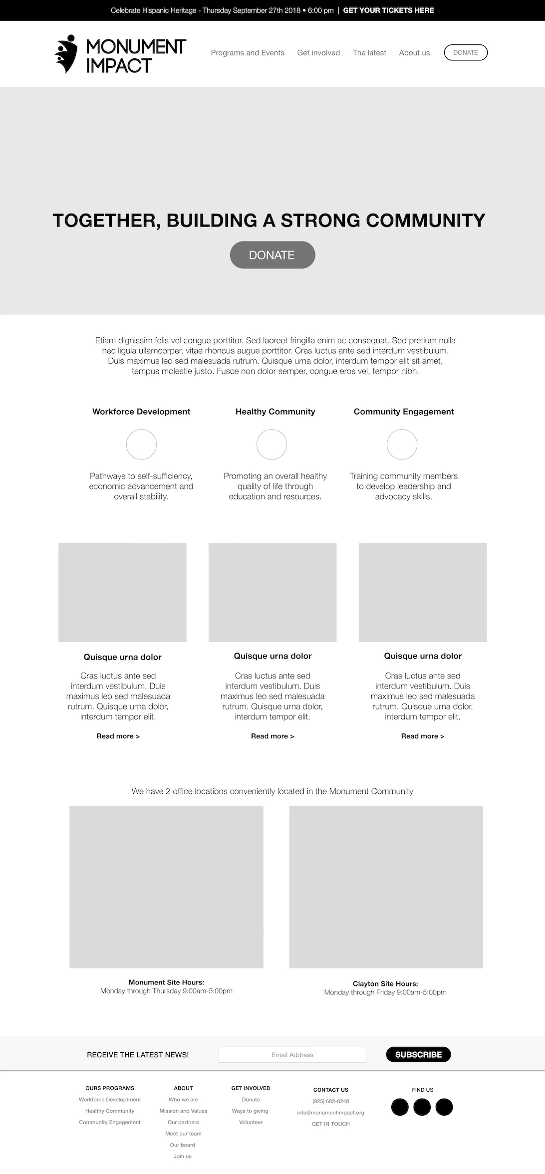 Homepage low-fidelity wireframe.